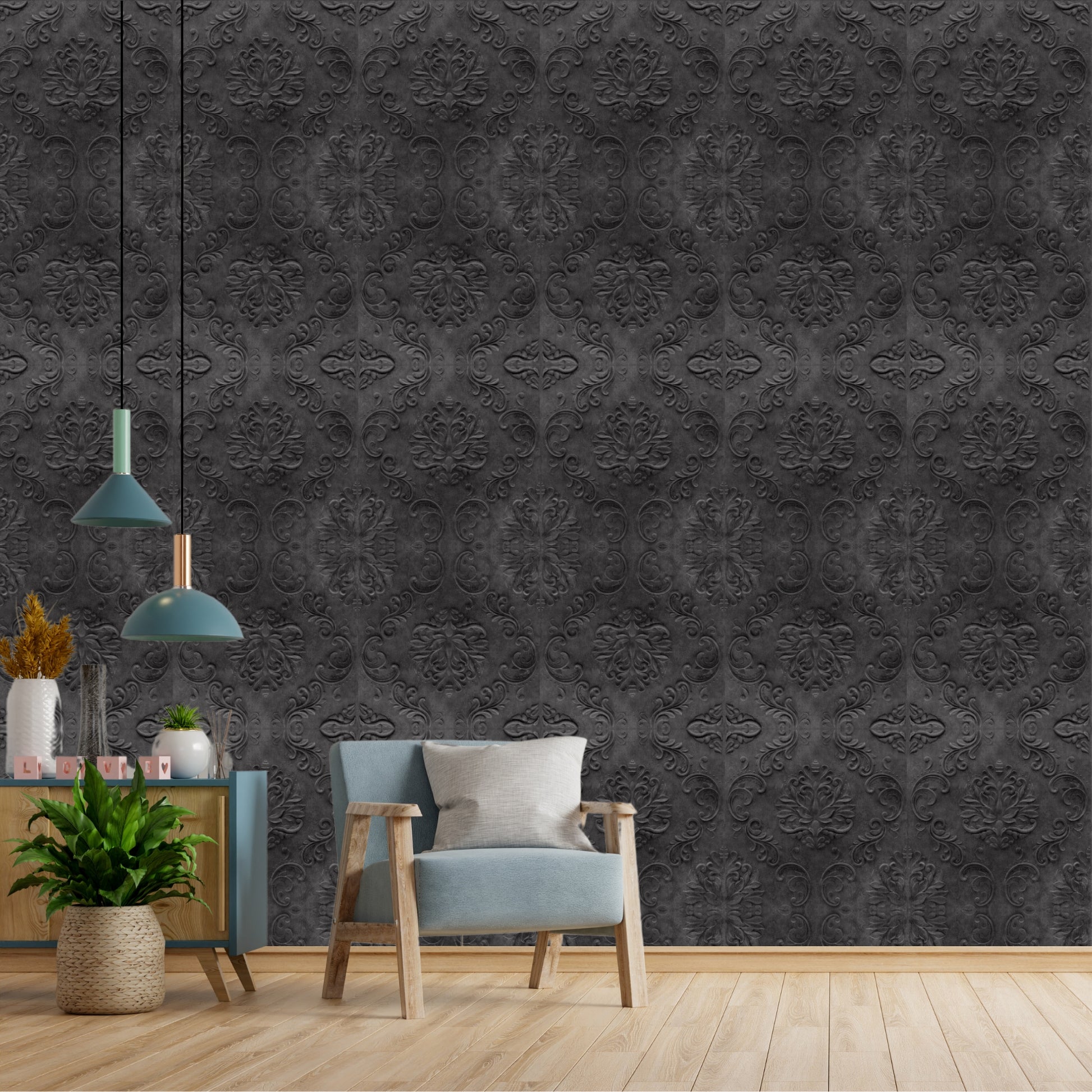 Nexa Gray Self Adhesive Panels Damask Design
