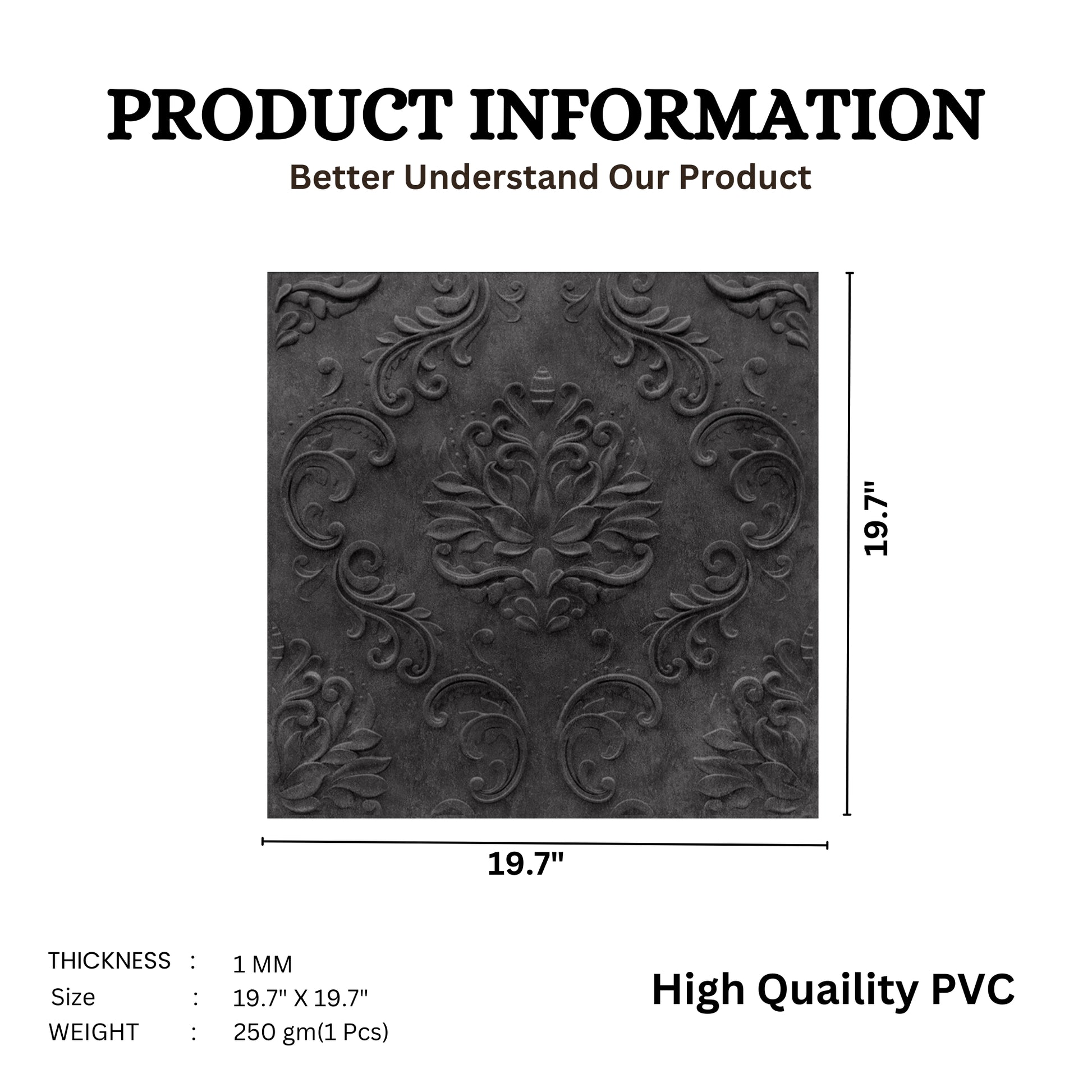 Nexa Gray Self Adhesive Panels Damask Design
