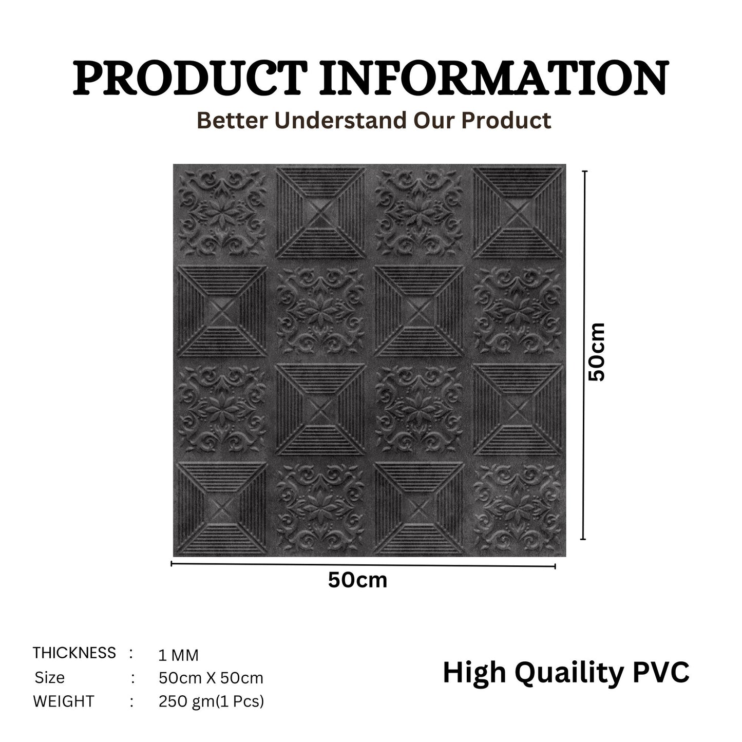 Nexa Gray Self Adhesive Wall Panels Flower Design