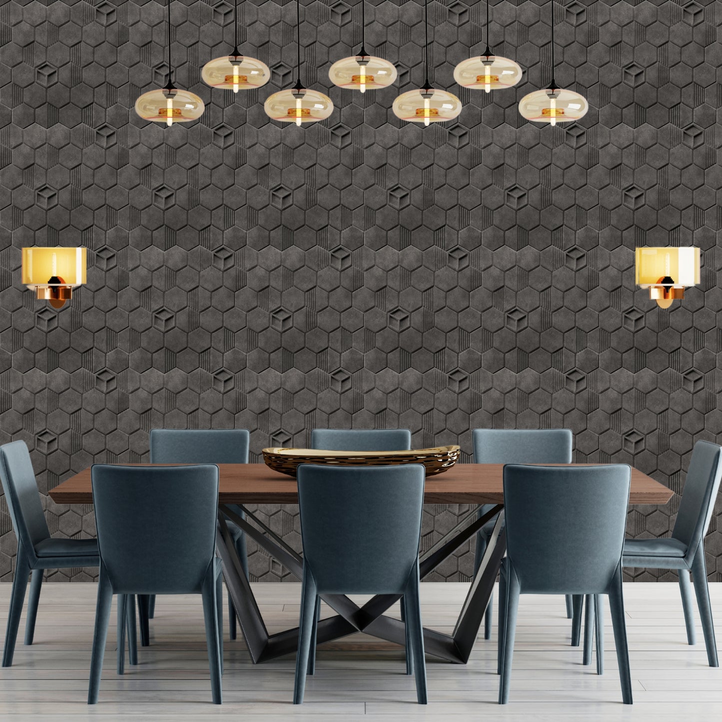 Nexa Gray Self Adhesive Panels Hexagon Design
