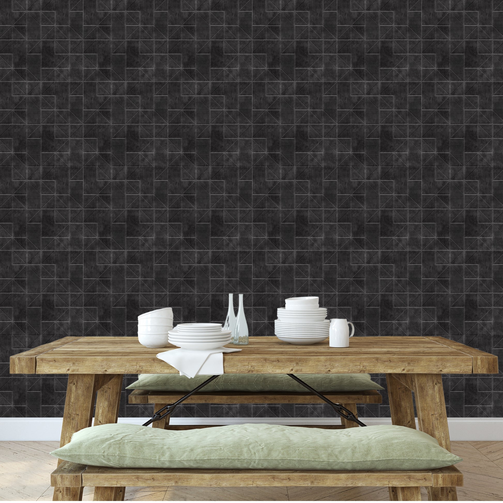 Nexa Gray Self Adhesive Panels Stripe Design