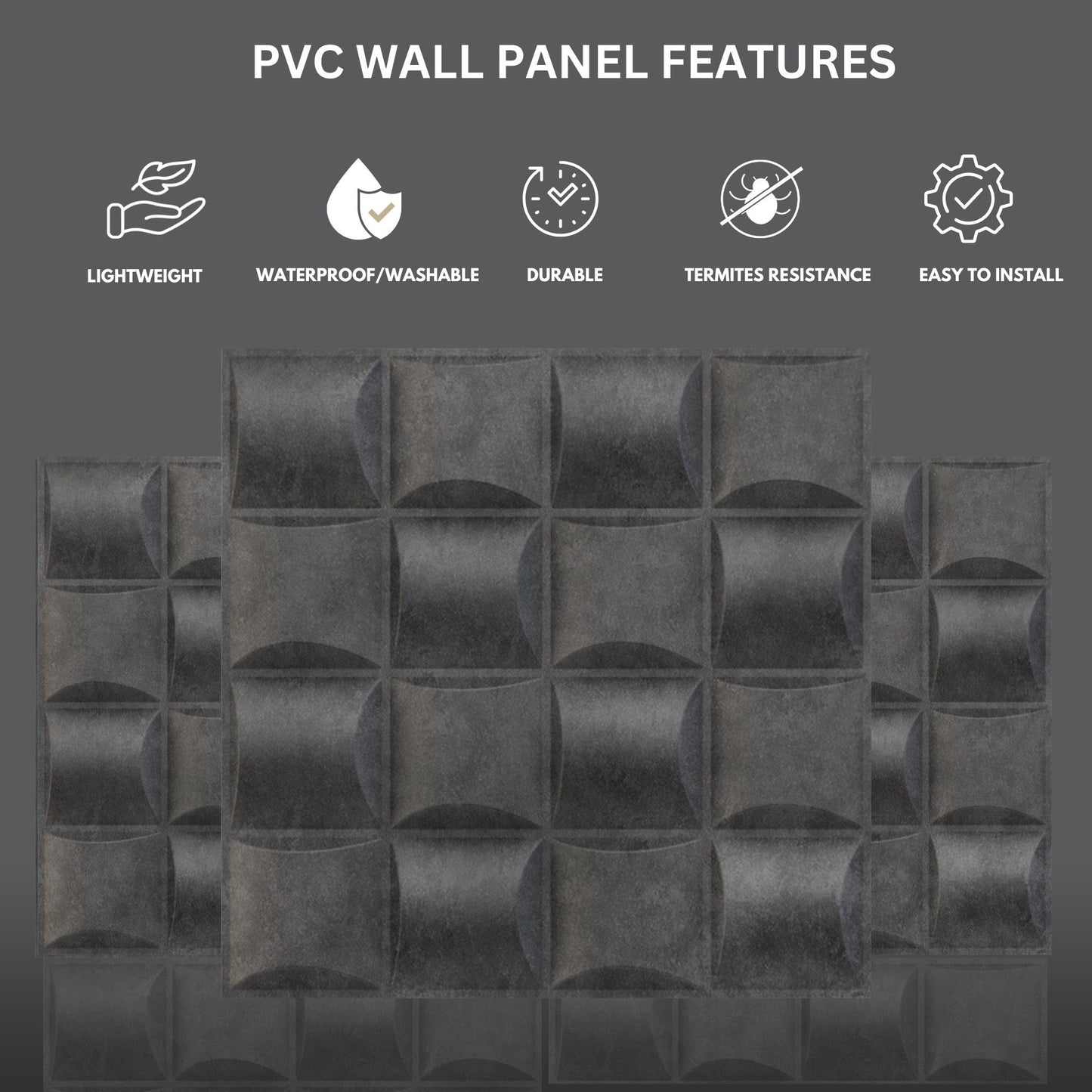 Nexa Gray Block Design 3D Wall Panel View-1