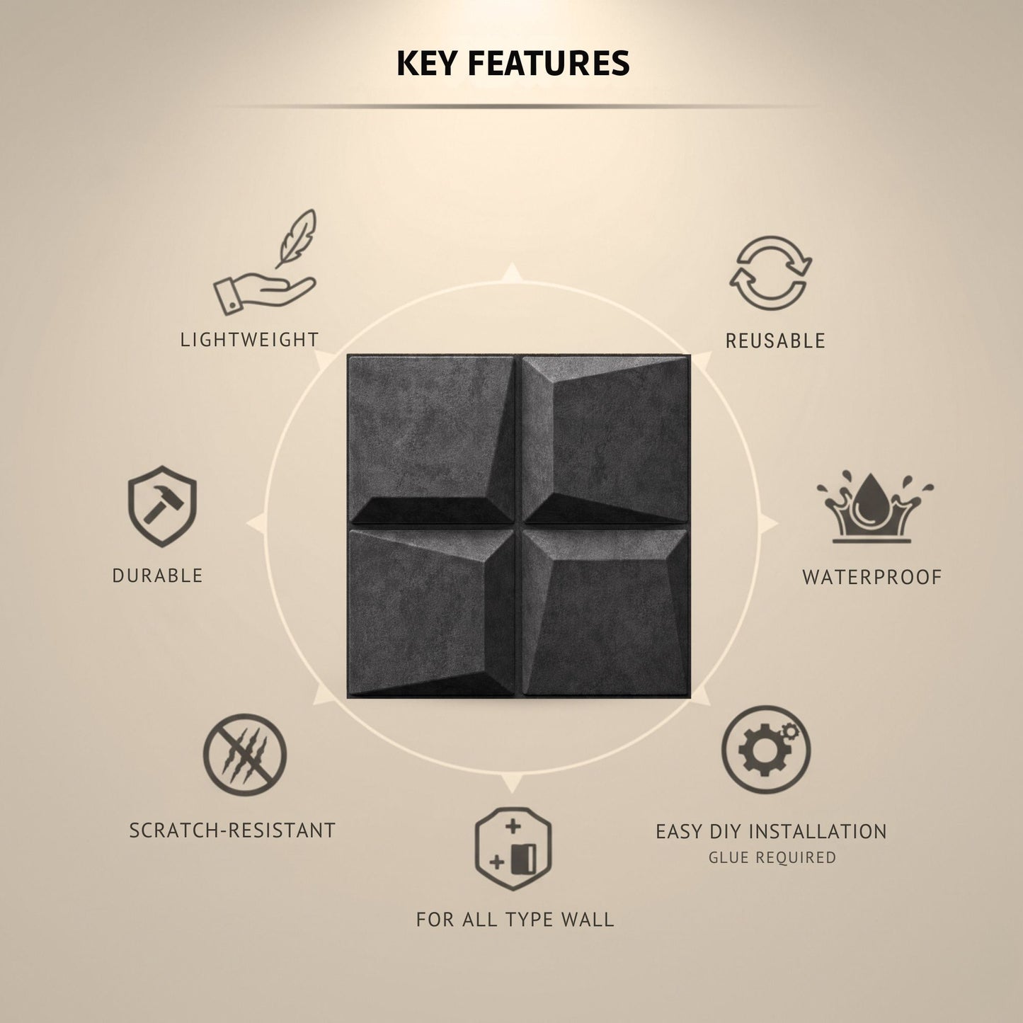 Nexa Gray 3D Wall Panels Cube Design-3