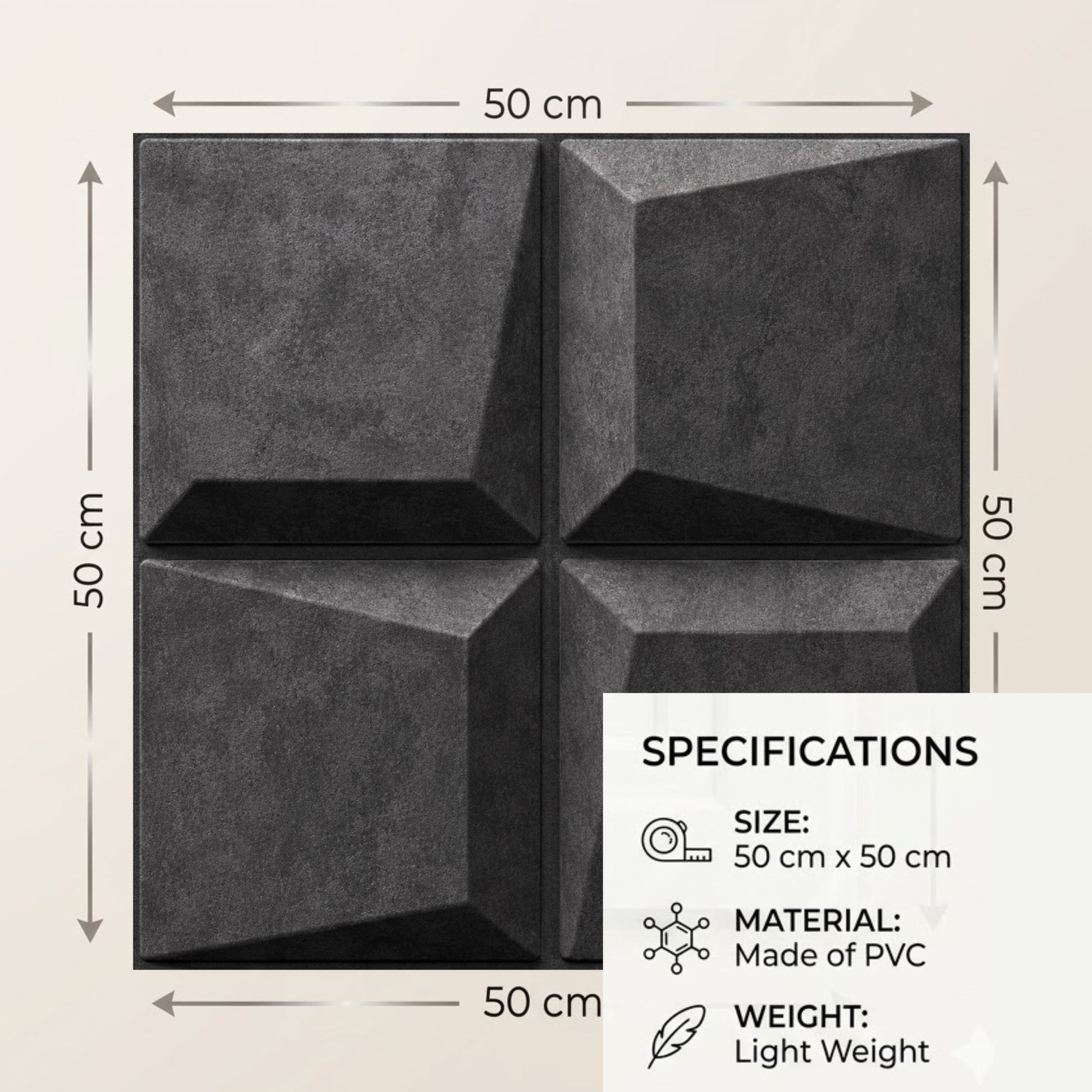 Nexa Gray 3D Wall Panels Cube Design-4