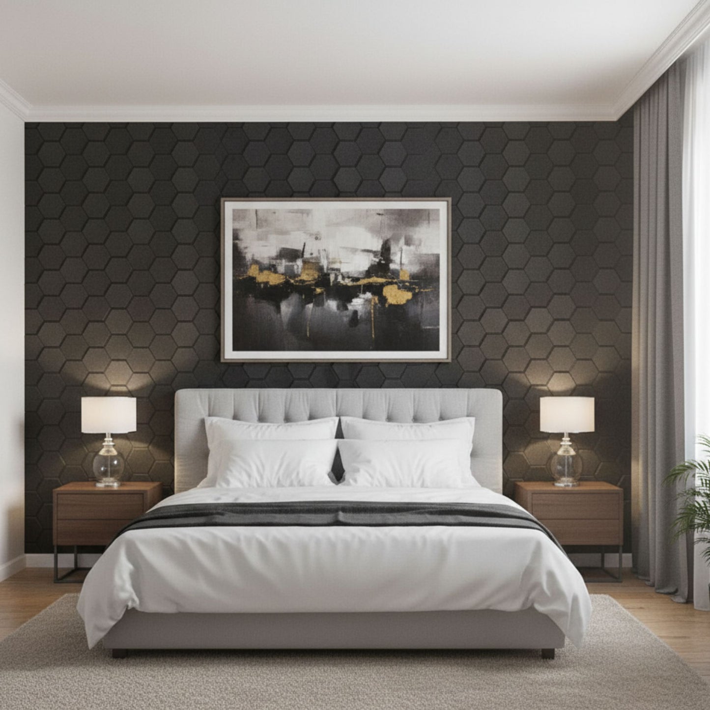 Nexa Gray 3D Wall Panels Hexagon Design-td038