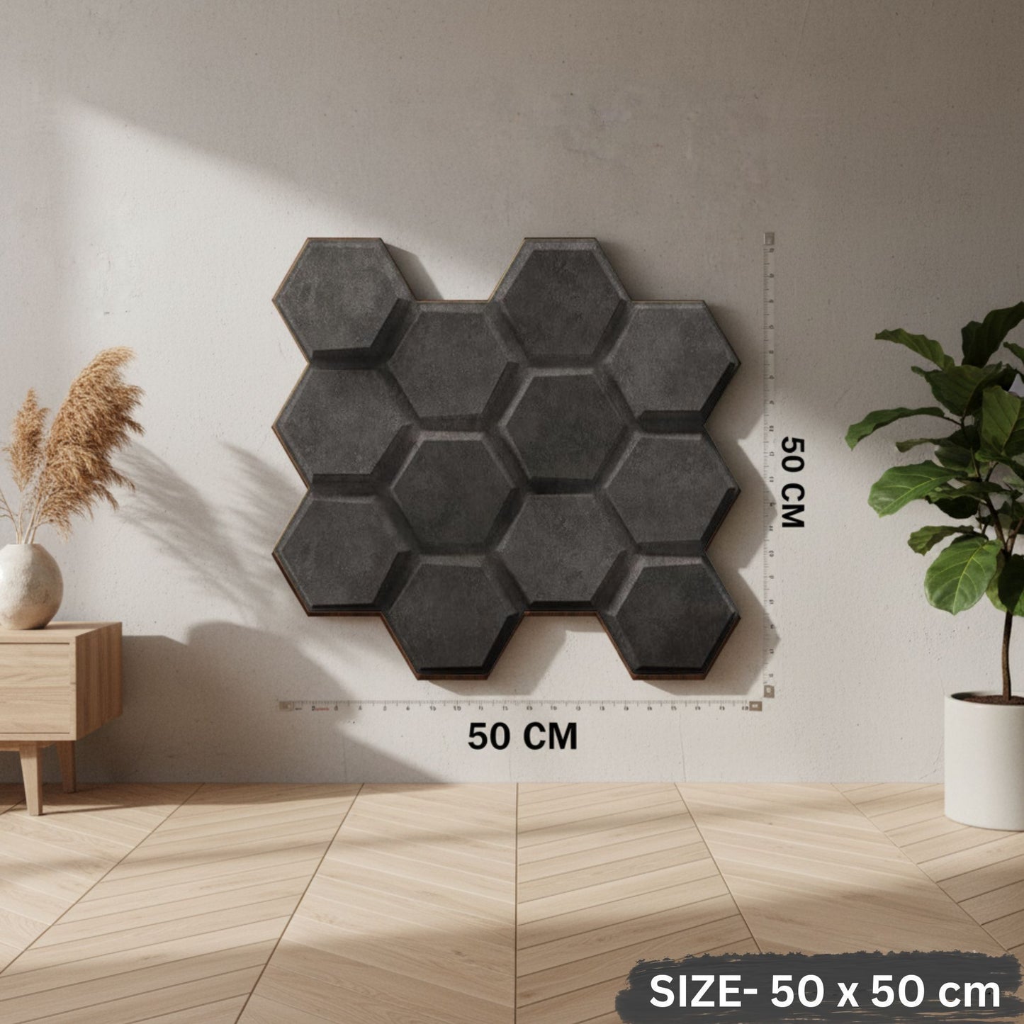 Nexa Gray 3D Wall Panels Hexagon Design-td038