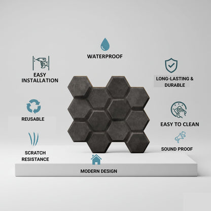 Nexa Gray 3D Wall Panels Hexagon Design-td038