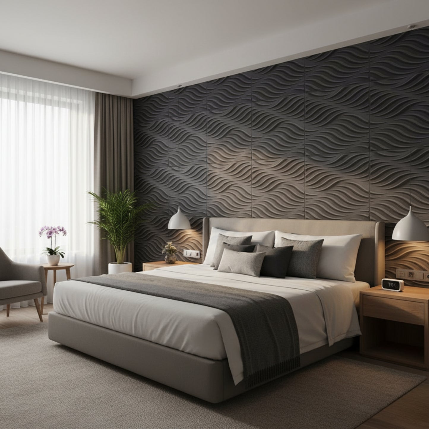 Nexa Gray 3D Wall Panels Swirl Design