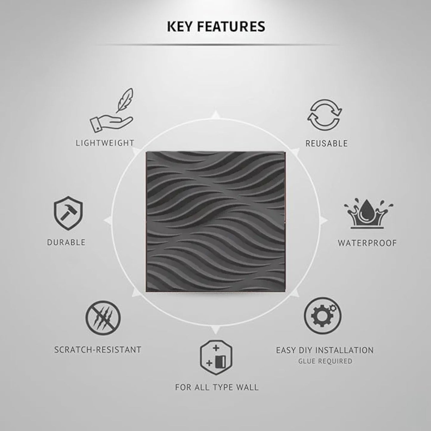 Nexa Gray 3D Wall Panels Swirl Design