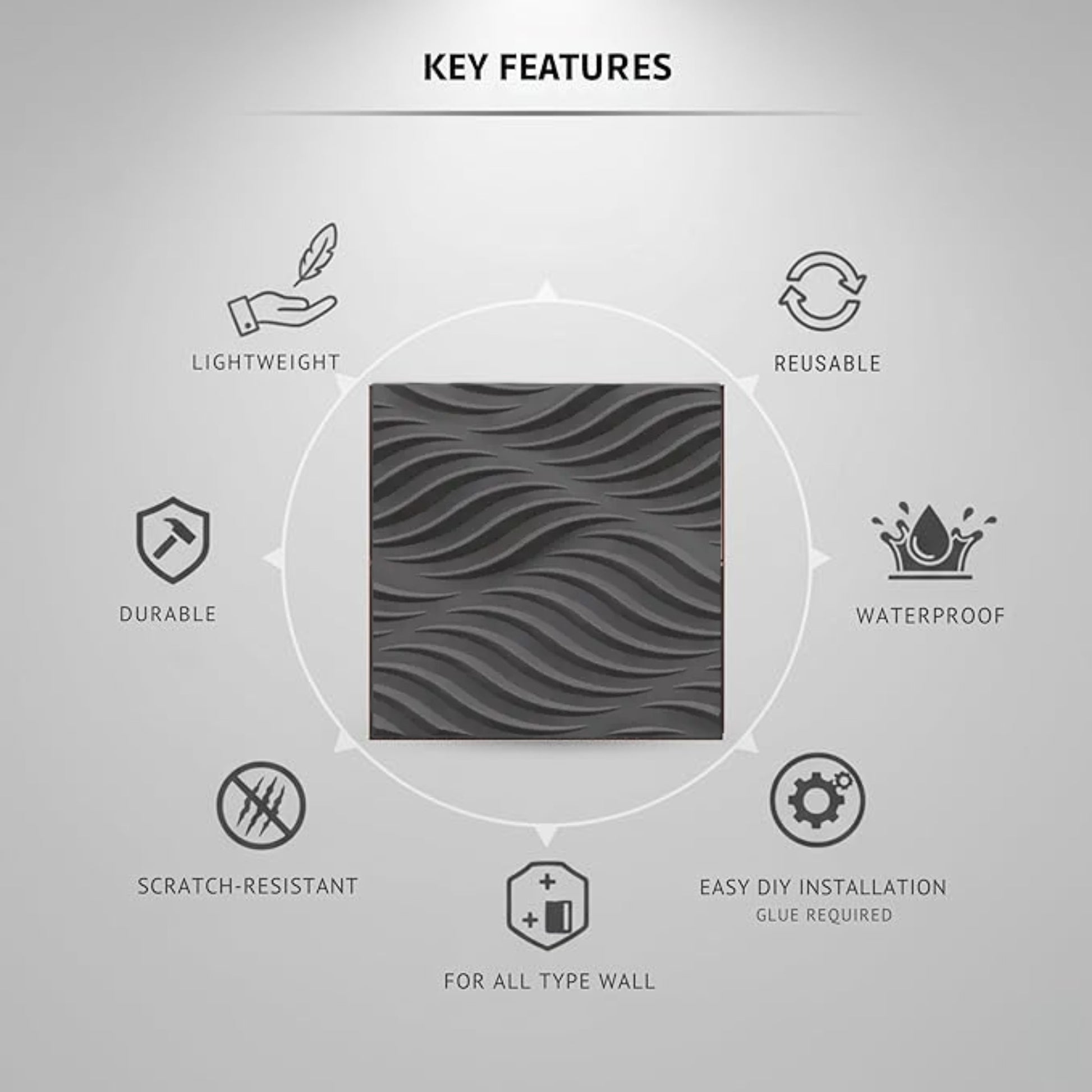 Nexa Gray 3D Wall Panels Swirl Design