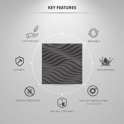 Nexa Gray 3D Wall Panels Swirl Design
