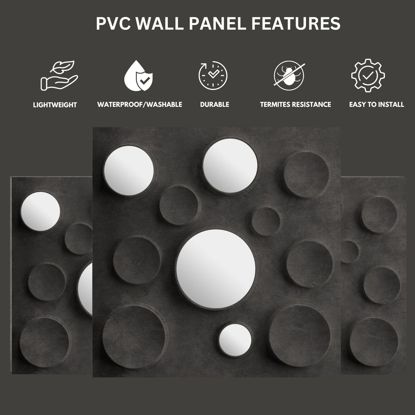Nexa Gray Acrylic Moon Design 3D Wall Panel-1
