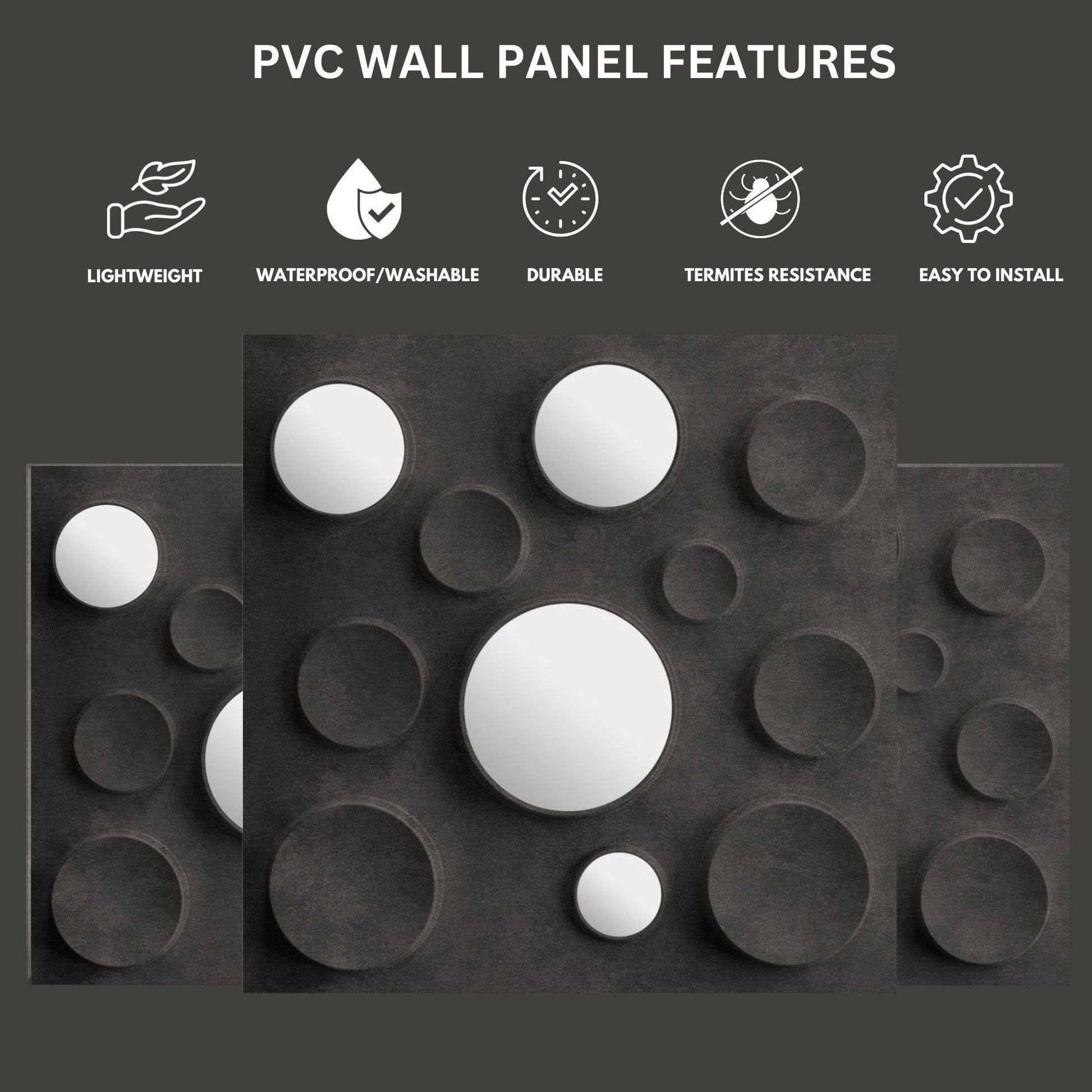 Nexa Gray Acrylic Moon Design 3D Wall Panel-1