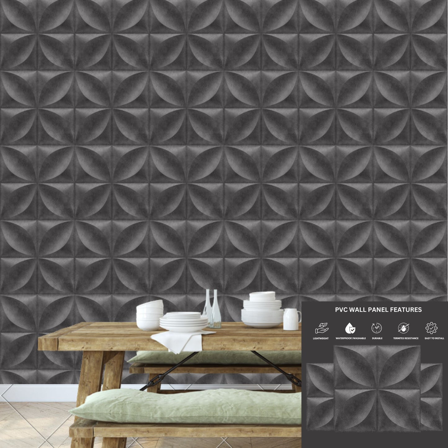 Nexa Gray 3D Wall Panels Butterfly Design