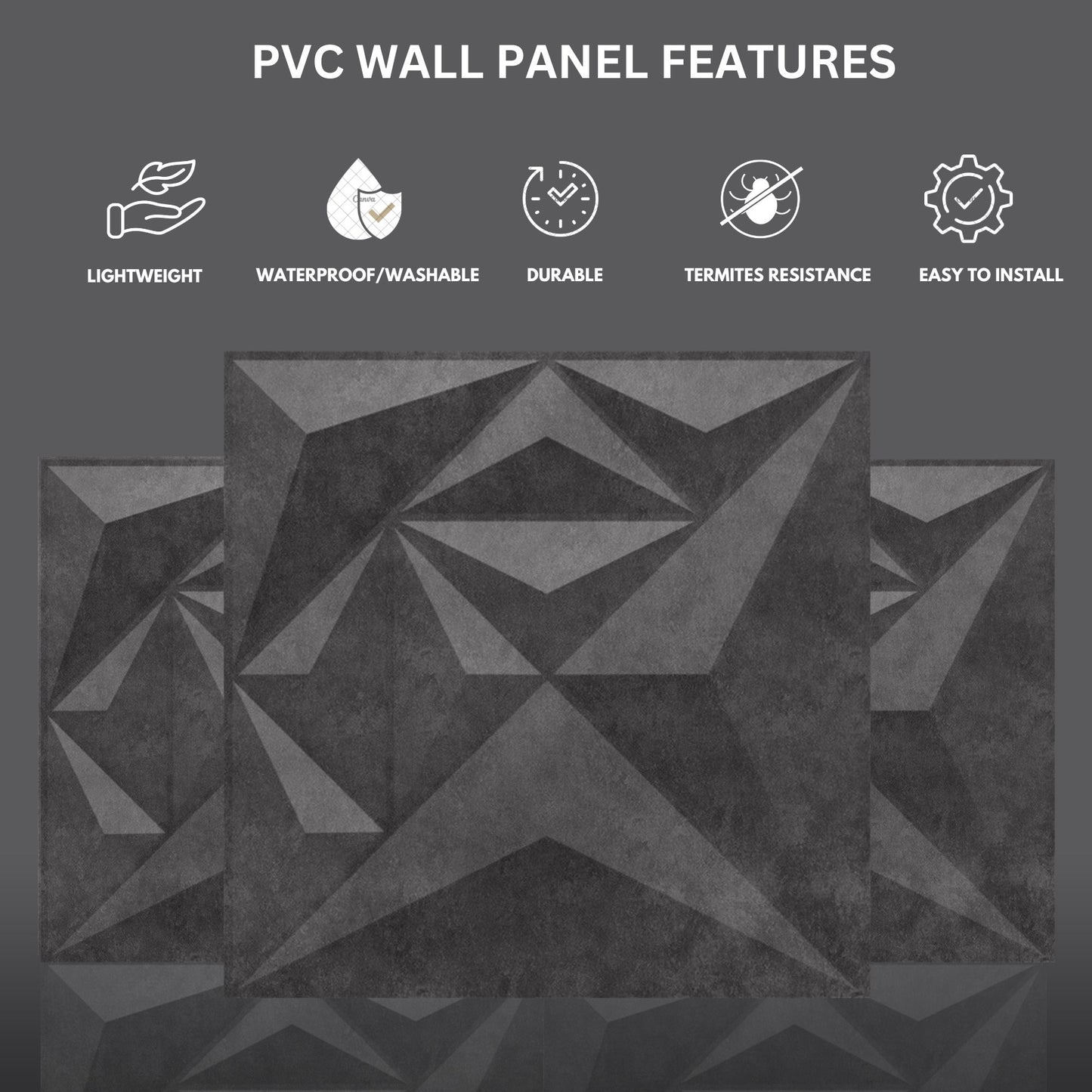 Nexa Gray Diamond Design 3D Wall Panel-3