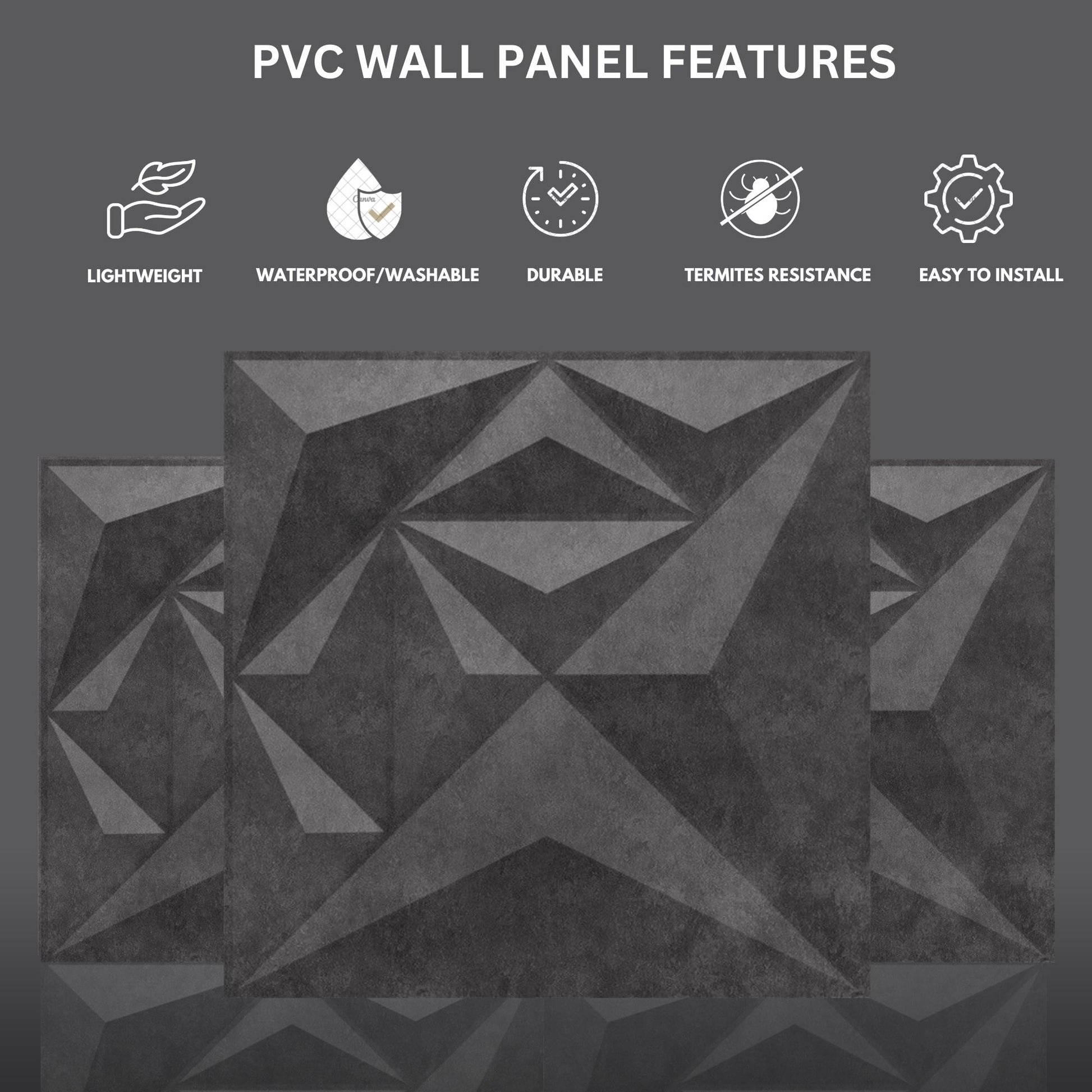 Nexa Gray Diamond Design 3D Wall Panel-3