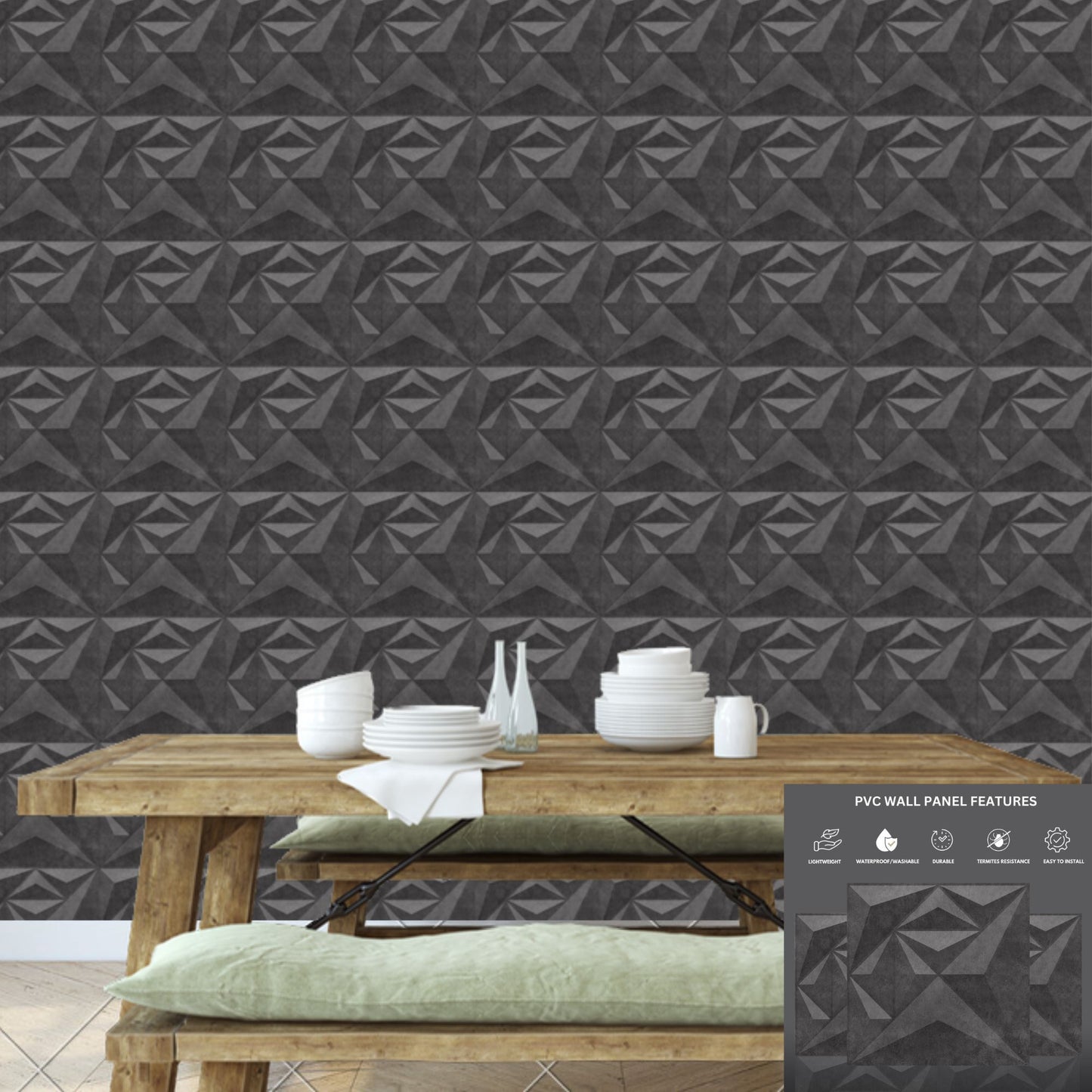 Nexa Gray Diamond Design 3D Wall Panel-4