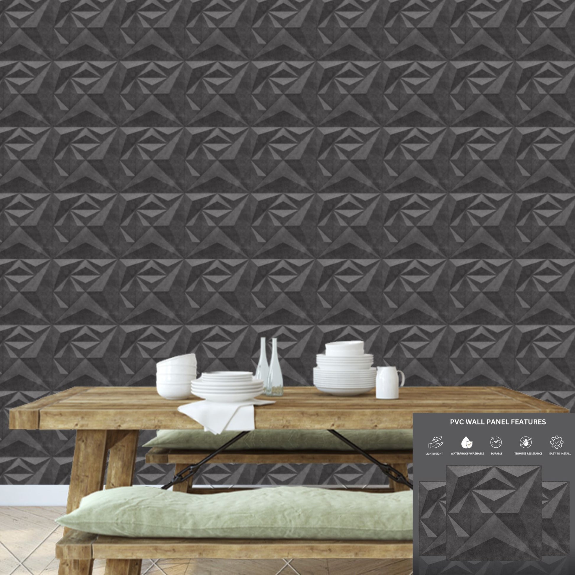 Nexa Gray Diamond Design 3D Wall Panel-4