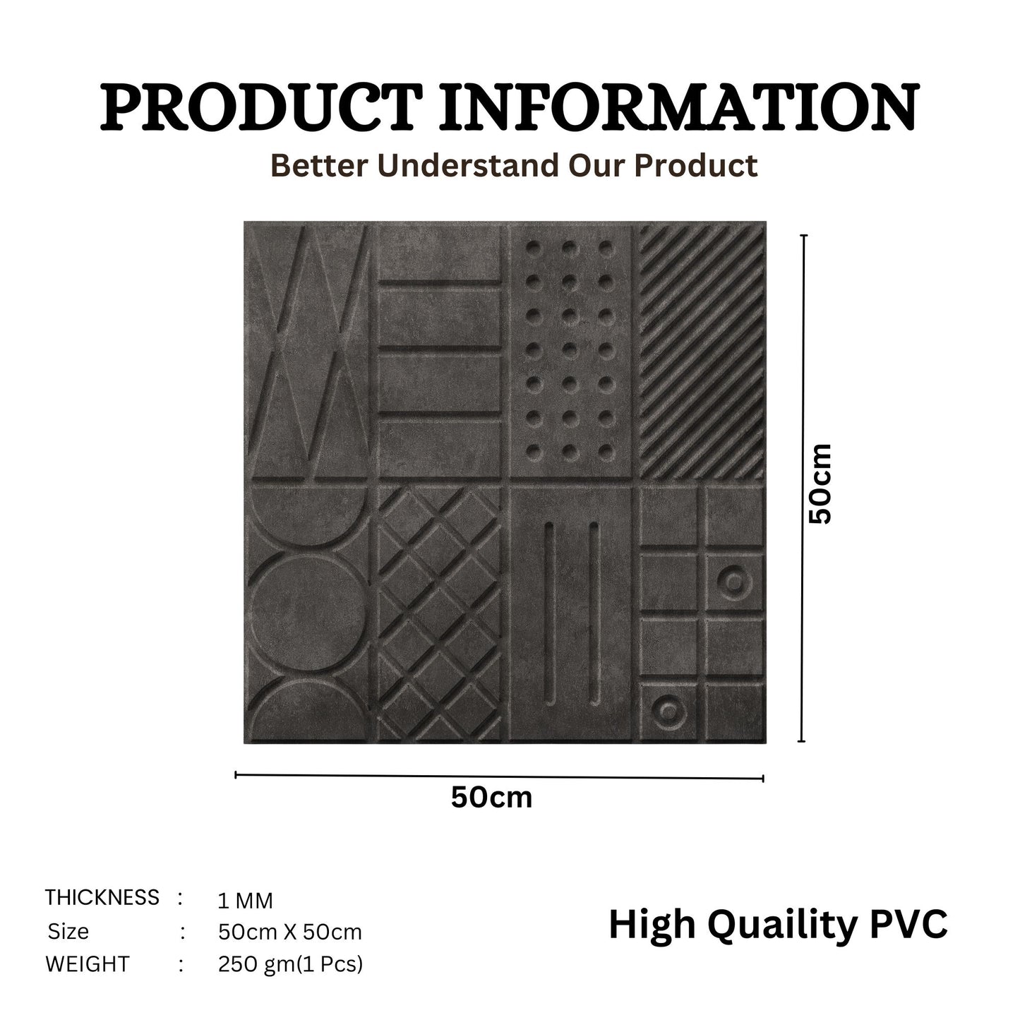 Nexa Gray Self Adhesive Panels Square Design