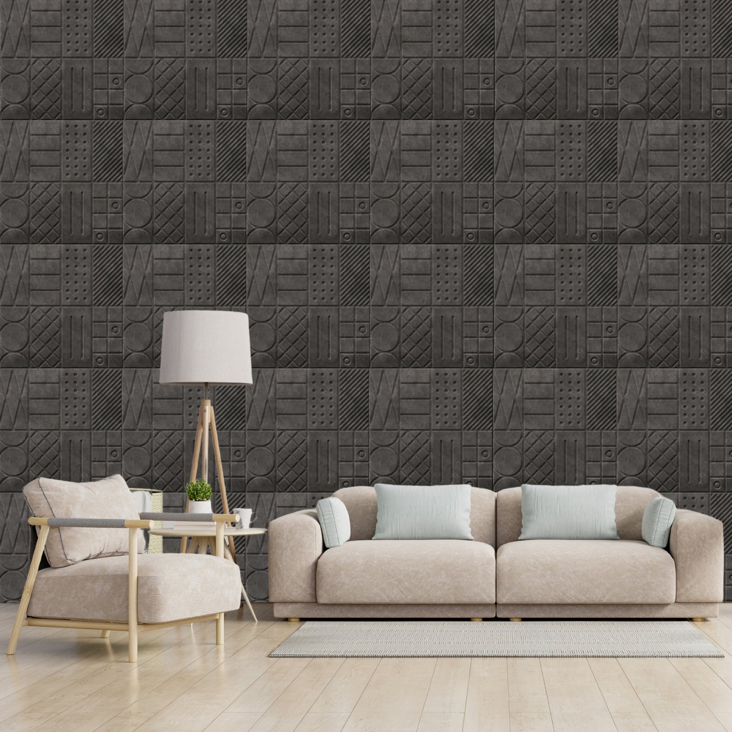 Nexa Gray Self Adhesive Panels Square Design