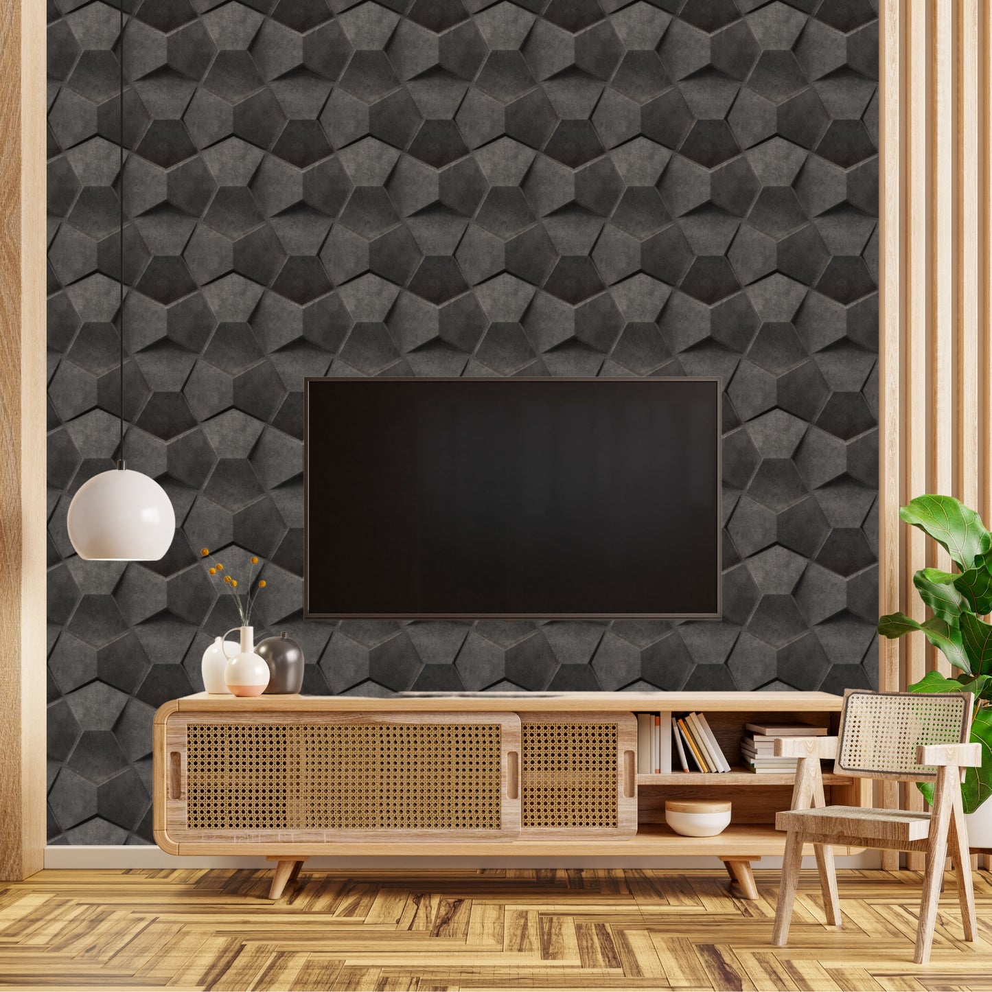 Nexa Gray 3D Wall Panels Hexa quarter Design