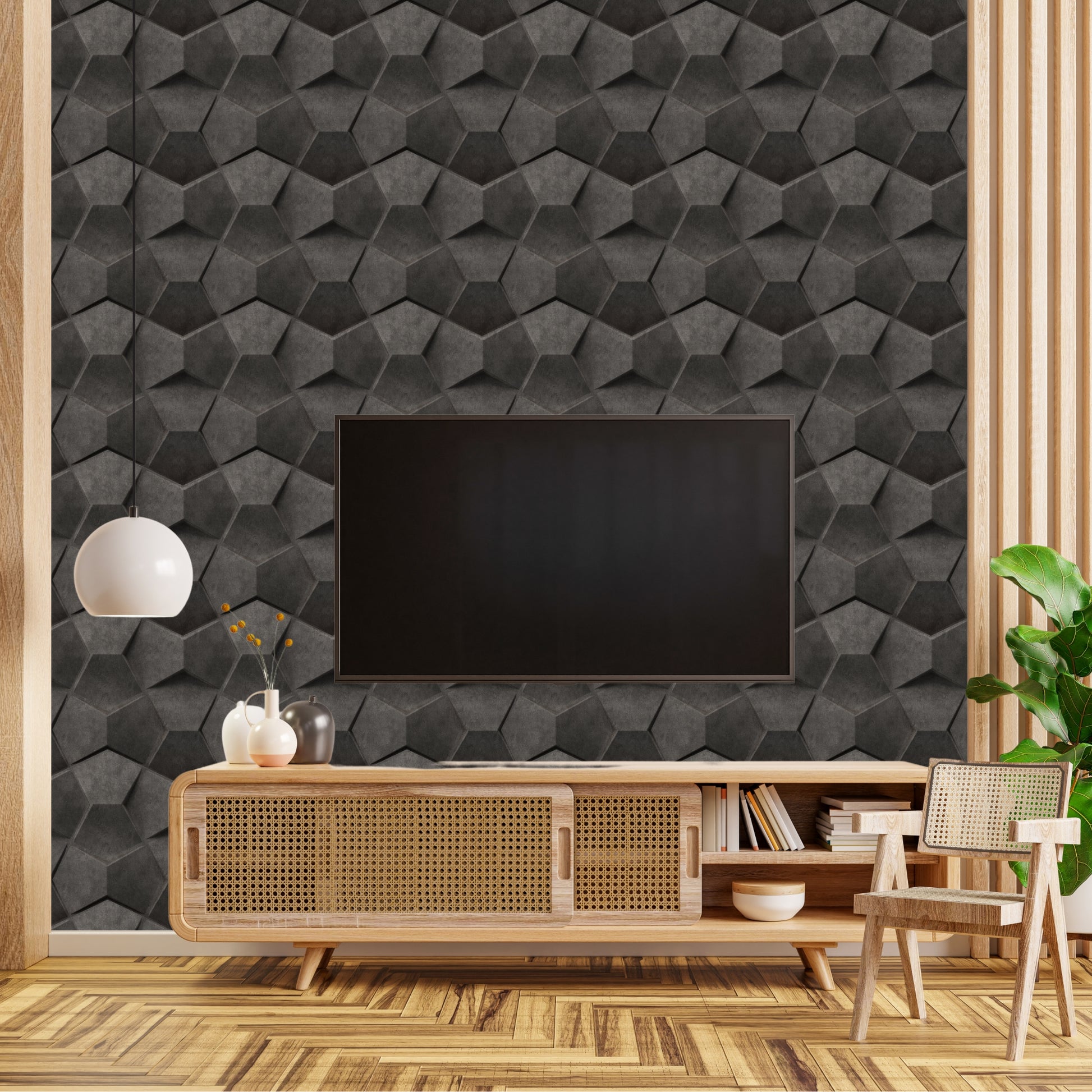 Nexa Gray 3D Wall Panels Hexa quarter Design