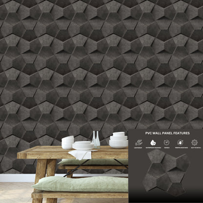Nexa Gray 3D Wall Panels Hexa quarter Design