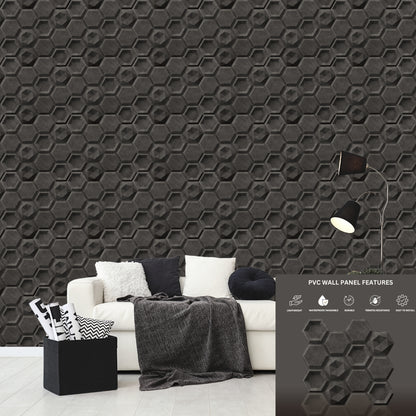 Nexa Gray 3D Wall Panels Hexagon Design-5001