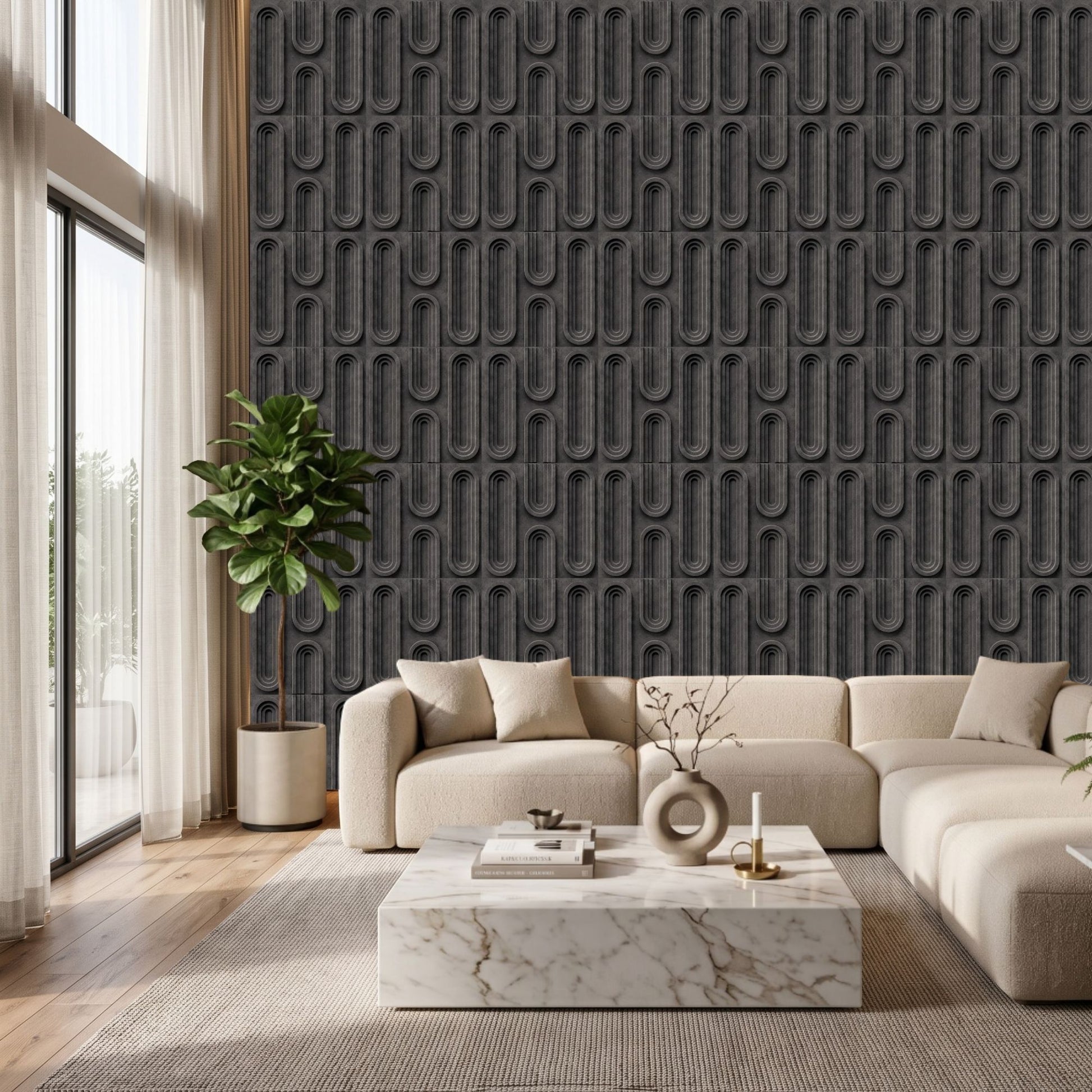 Nexa Gray Loops Design 3D Wall Panel-1