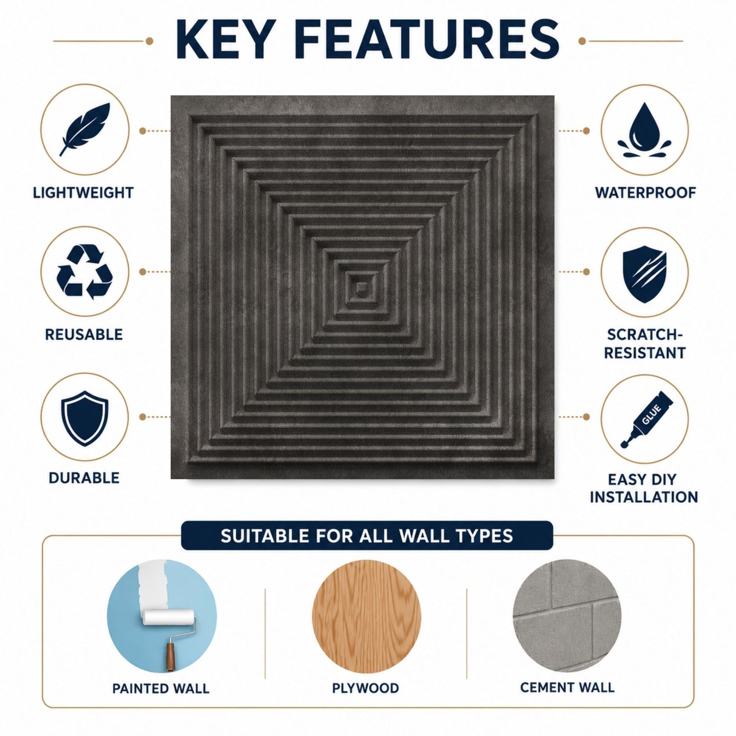 Nexa Gray Pyramid Design 3D Wall Panel-3
