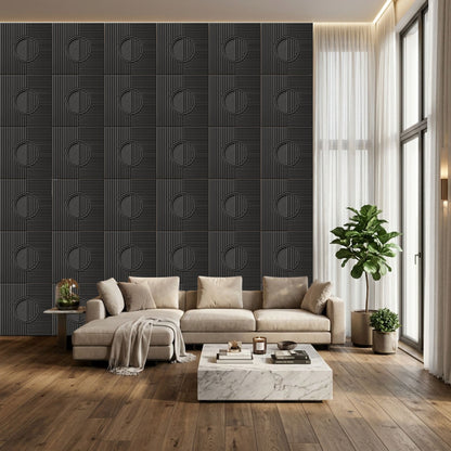Nexa Gray Self Adhesive PVC wall Panels Fluted Circle Design
