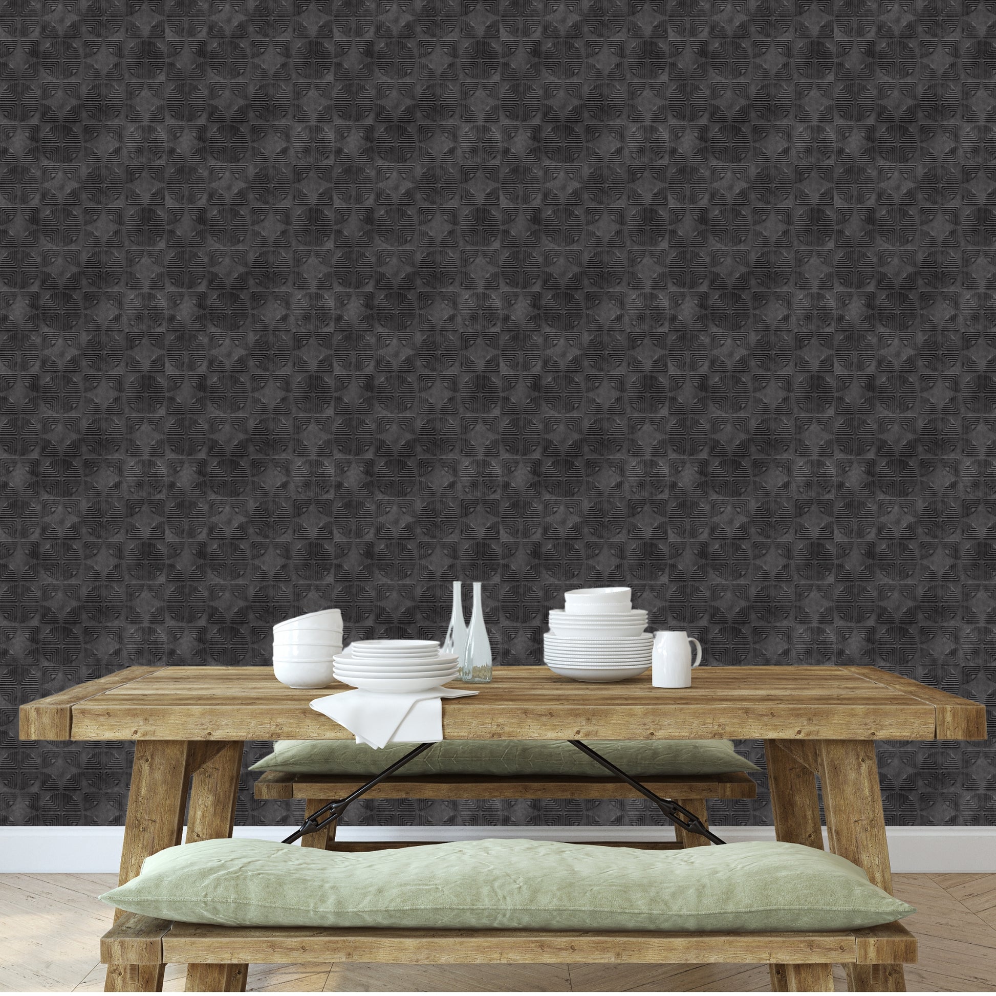 Nexa Gray Self Adhesive Panels Quarter Circle Design
