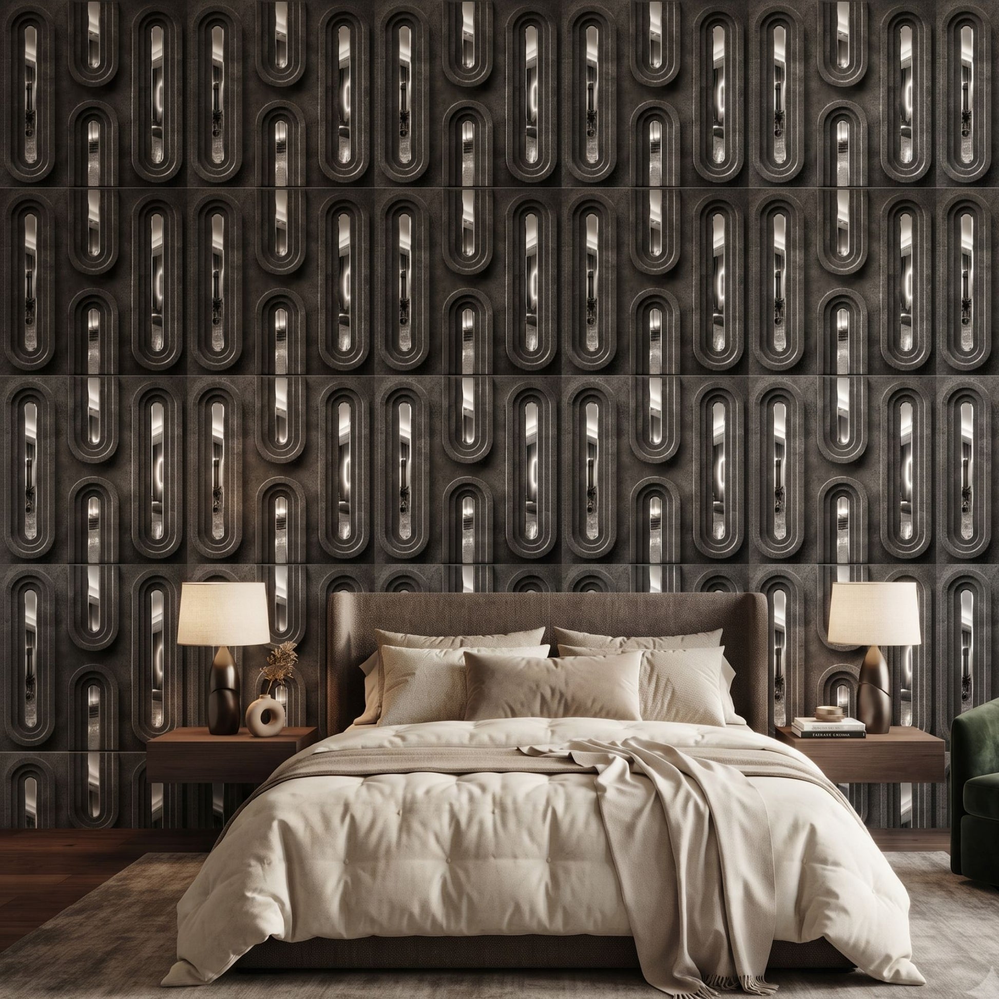 Nexa Gray Silver Acrylic Loops Design 3D Wall Panel-2