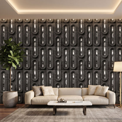 Nexa Gray Silver Acrylic Loops Design 3D Wall Panel-3