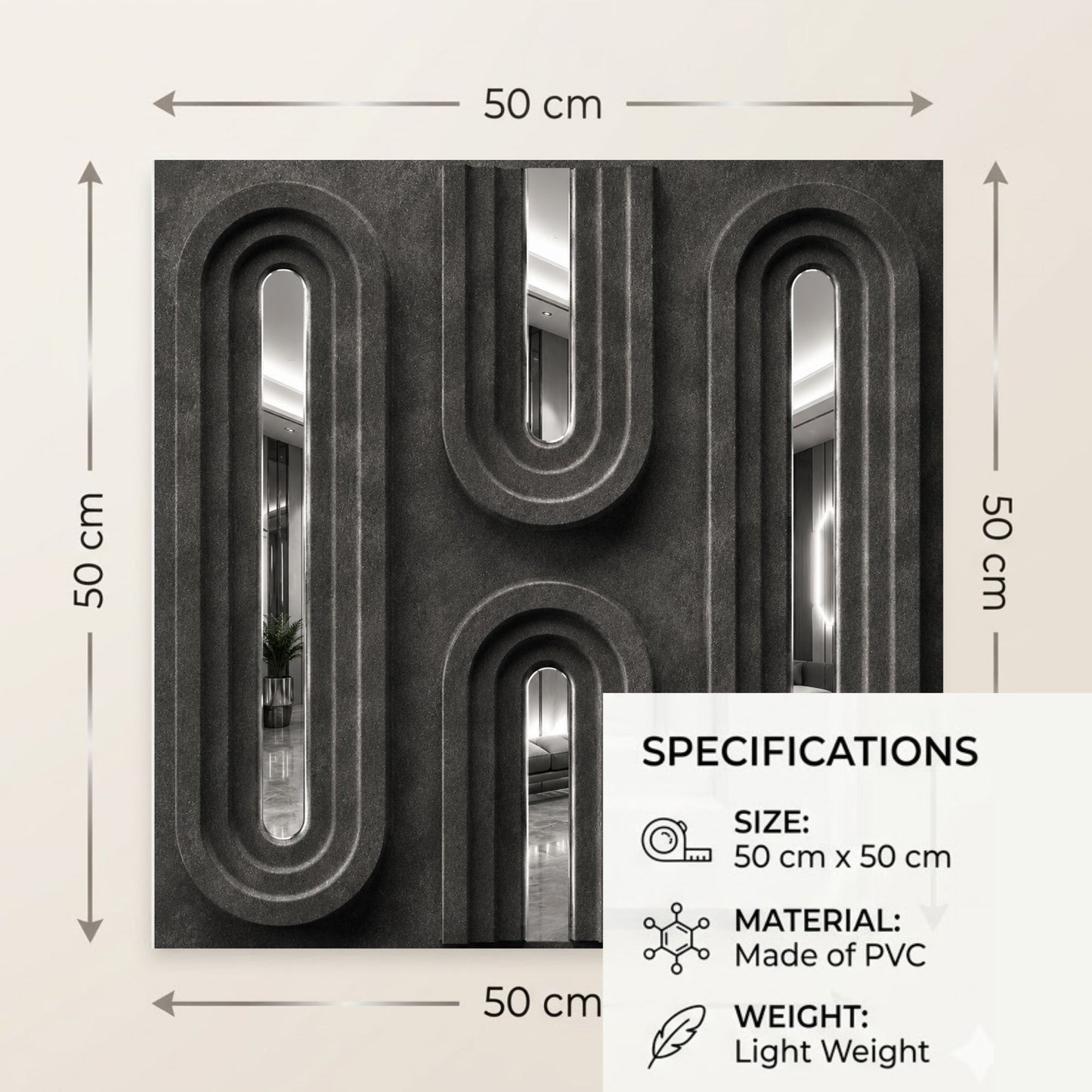 Nexa Gray Silver Acrylic Loops Design 3D Wall Panel-4