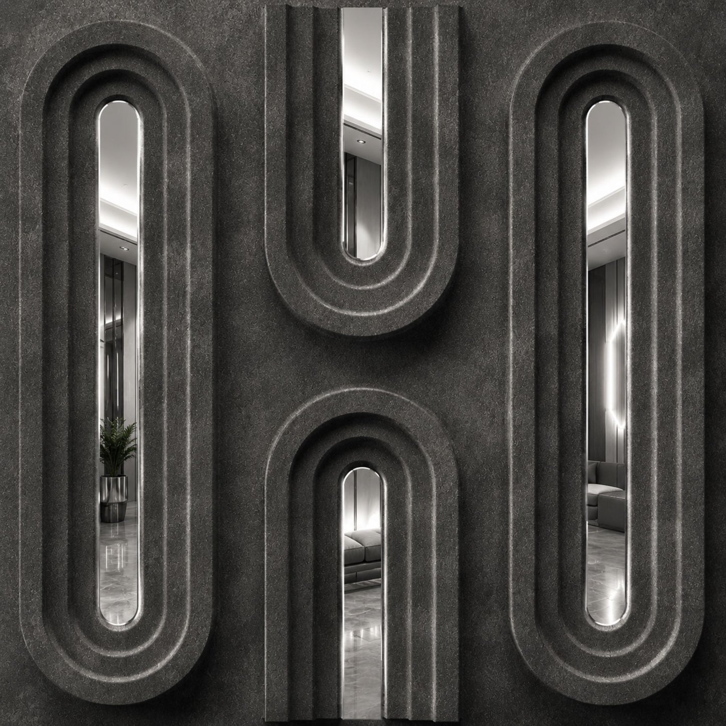 Nexa Gray Silver Acrylic Loops Design 3D Wall Panel