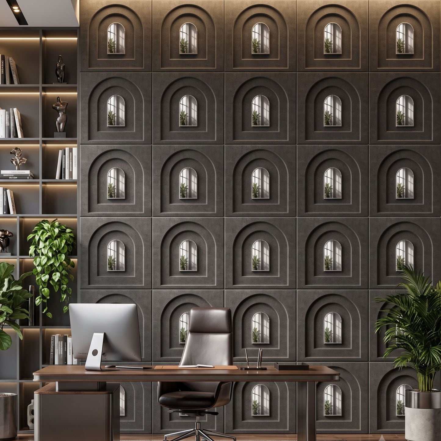 Nexa Gray Silver Archi Design Acrylic 3D Wall Panel-1