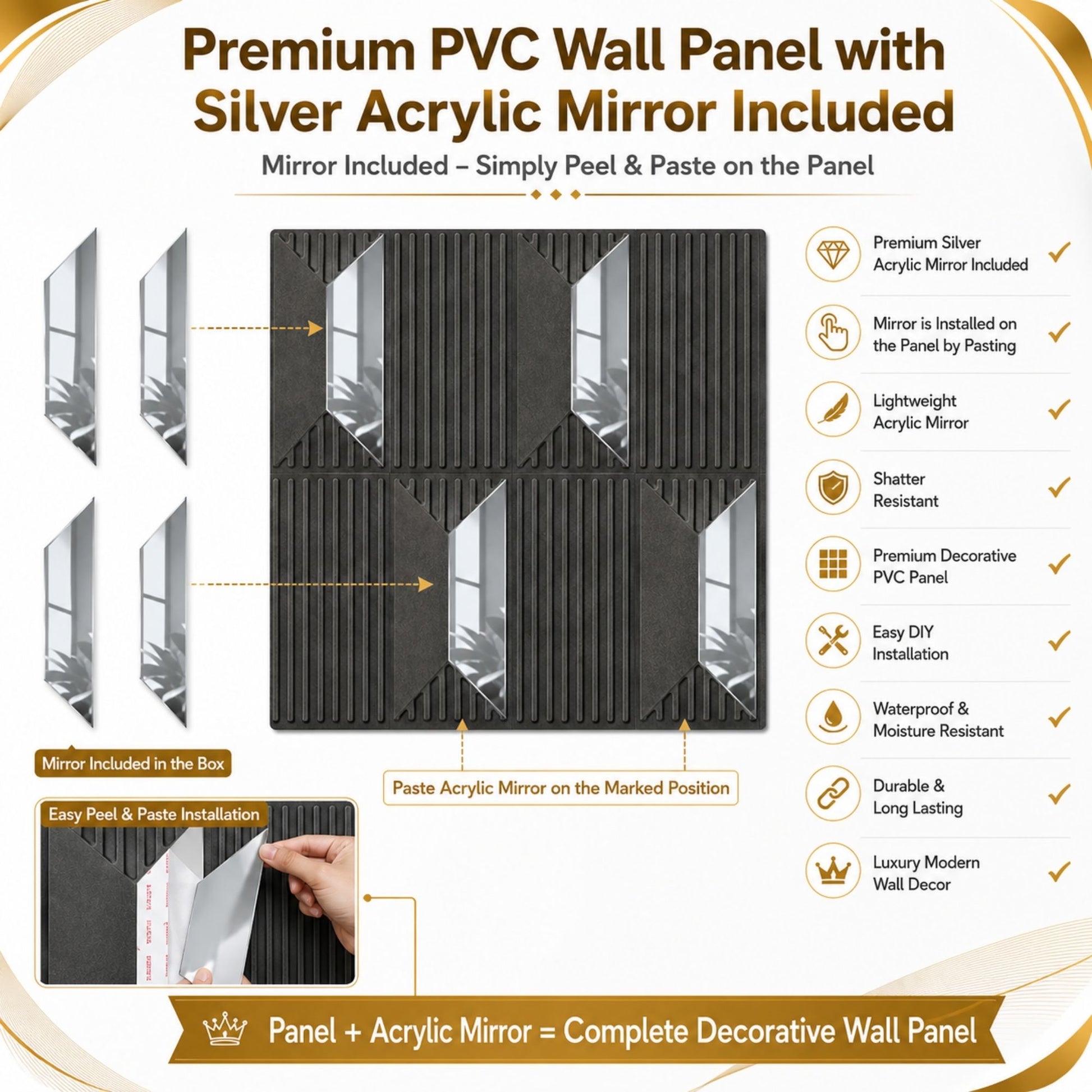 Nexa Gray Silver Artisan Design Acrylic 3D Wall Panel-6
