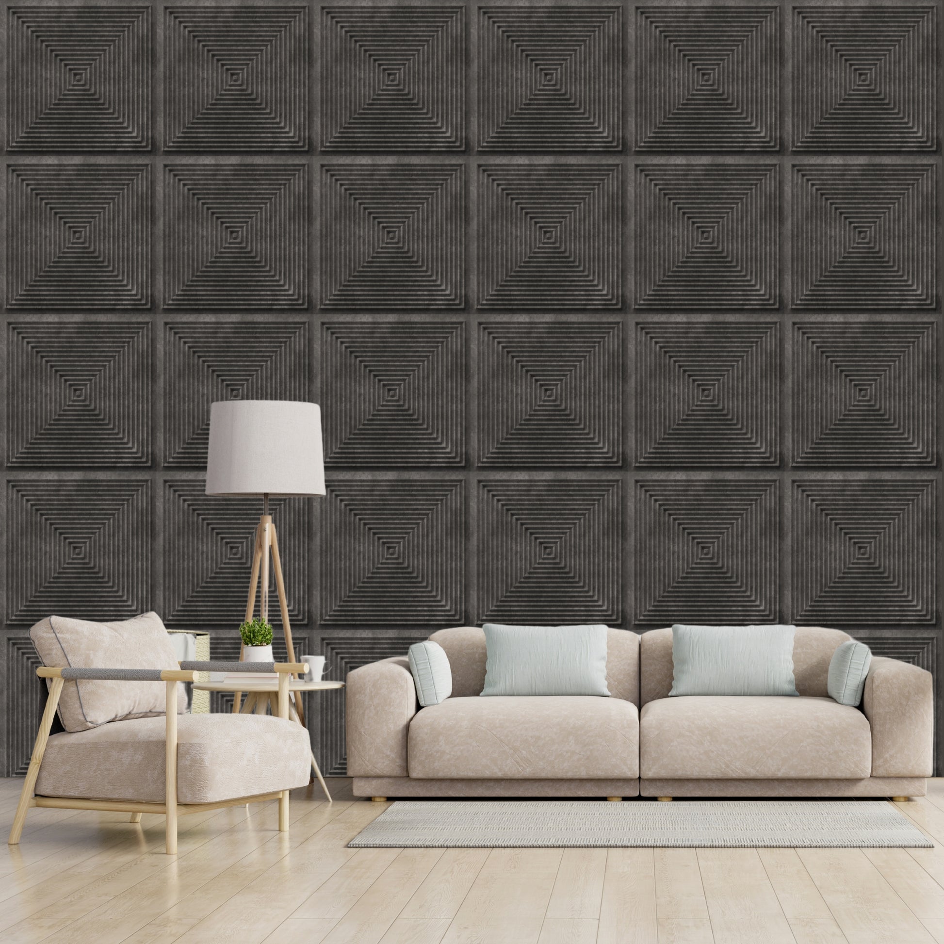 Nexa Gray Self Adhesive Panels Square Design TP112