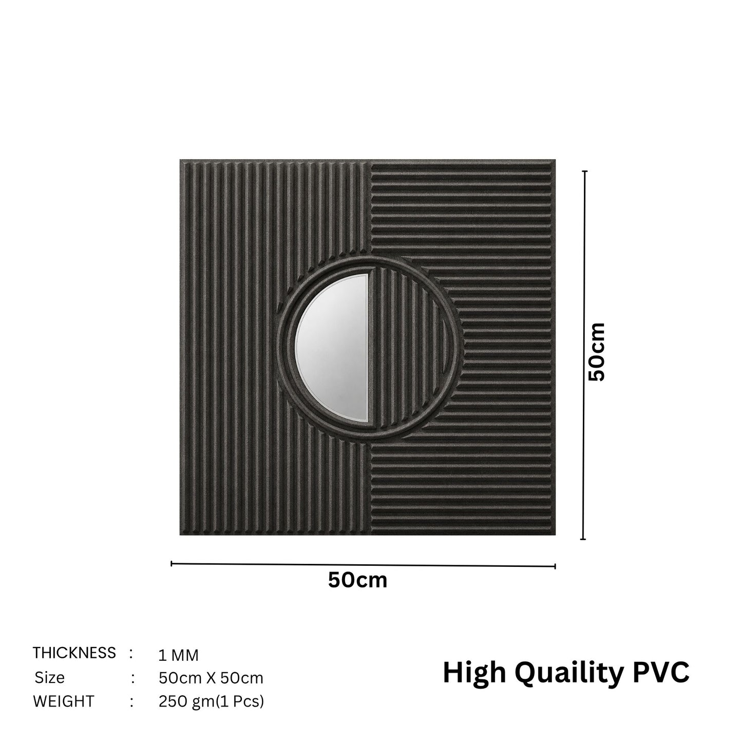 Nexa Grey - Silver Self Adhesive PVC wall Panels Fluted Circle Design
