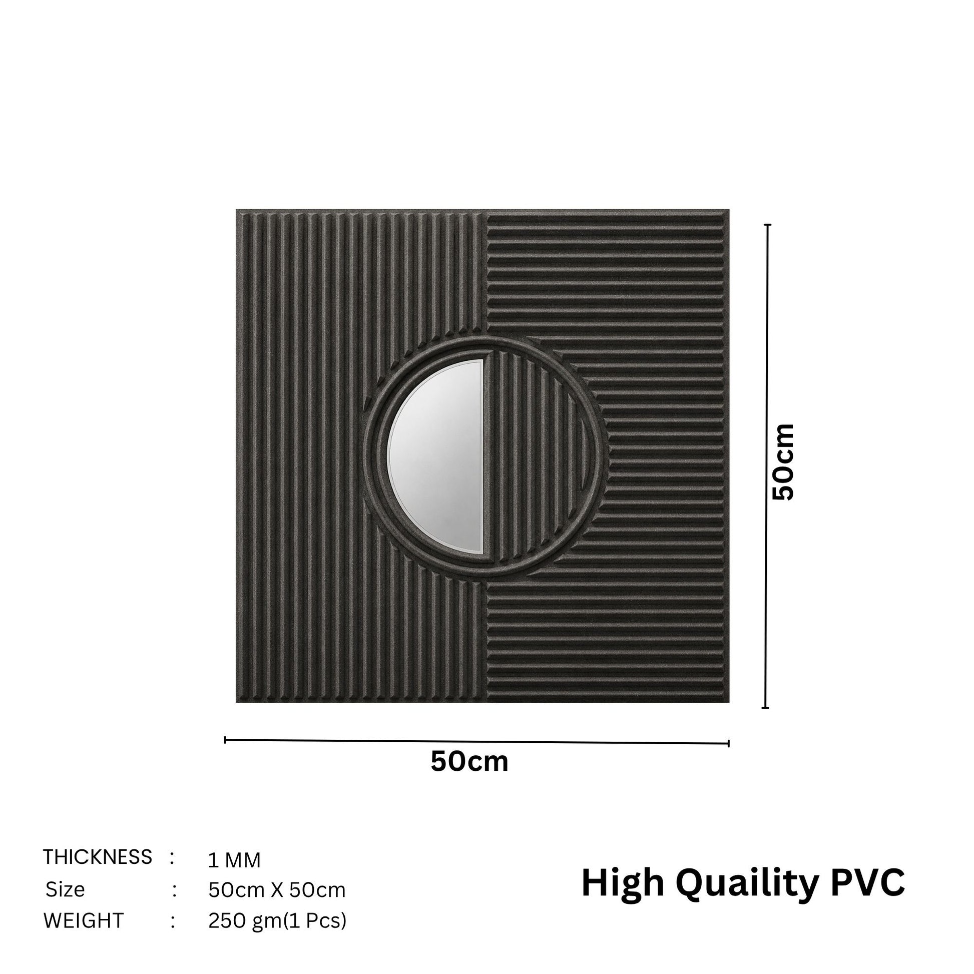 Nexa Grey - Silver Self Adhesive PVC wall Panels Fluted Circle Design
