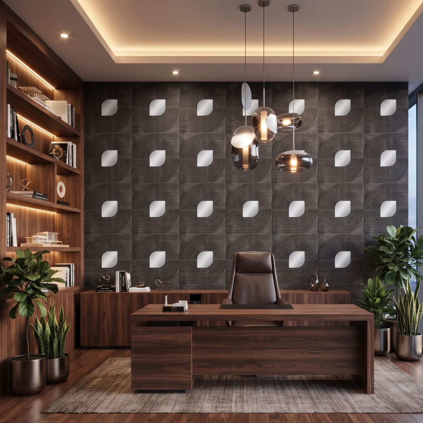 Nexa Grey - Silver Self Adhesive PVC wall Panels Curve Line Design
