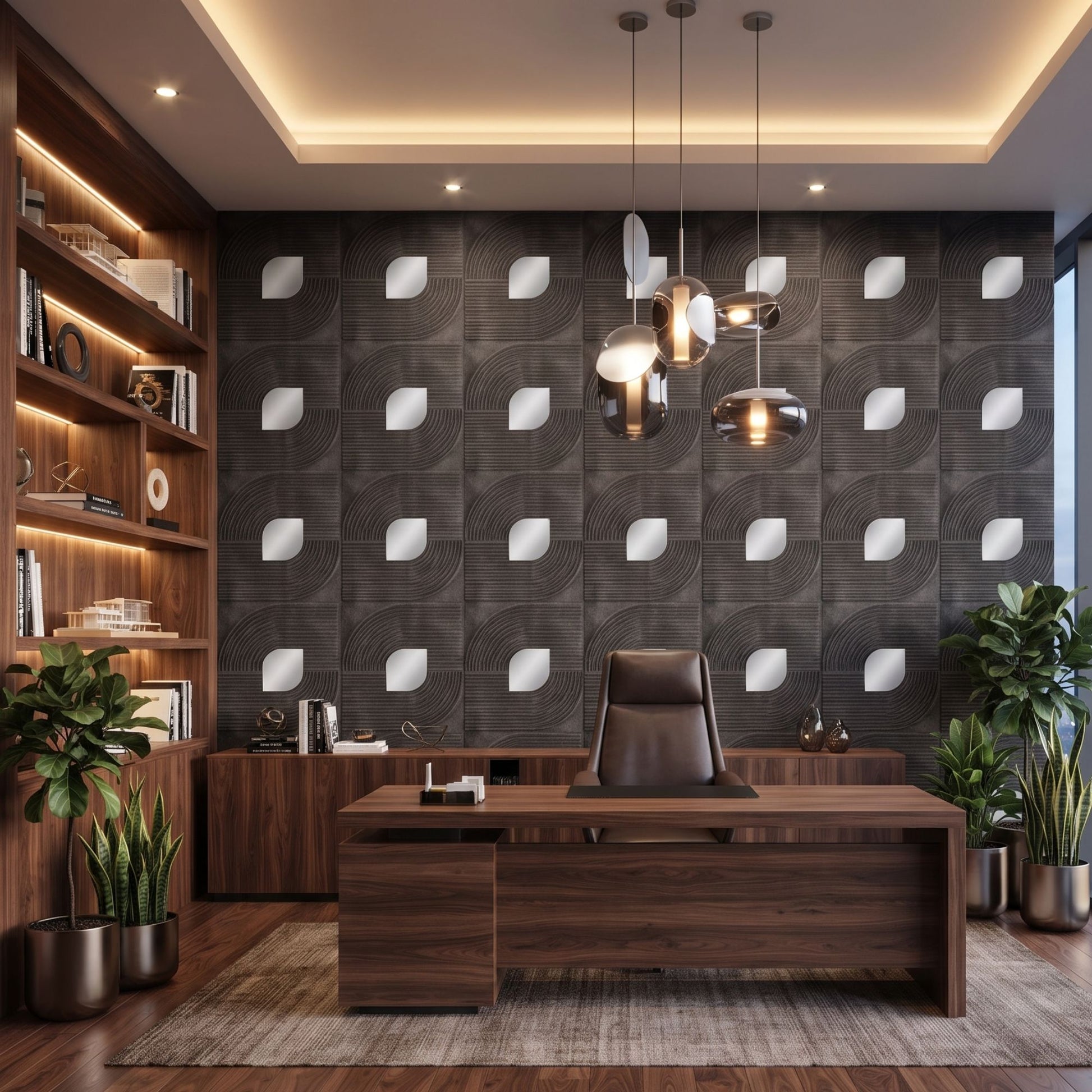 Nexa Grey - Silver Self Adhesive PVC wall Panels Curve Line Design
