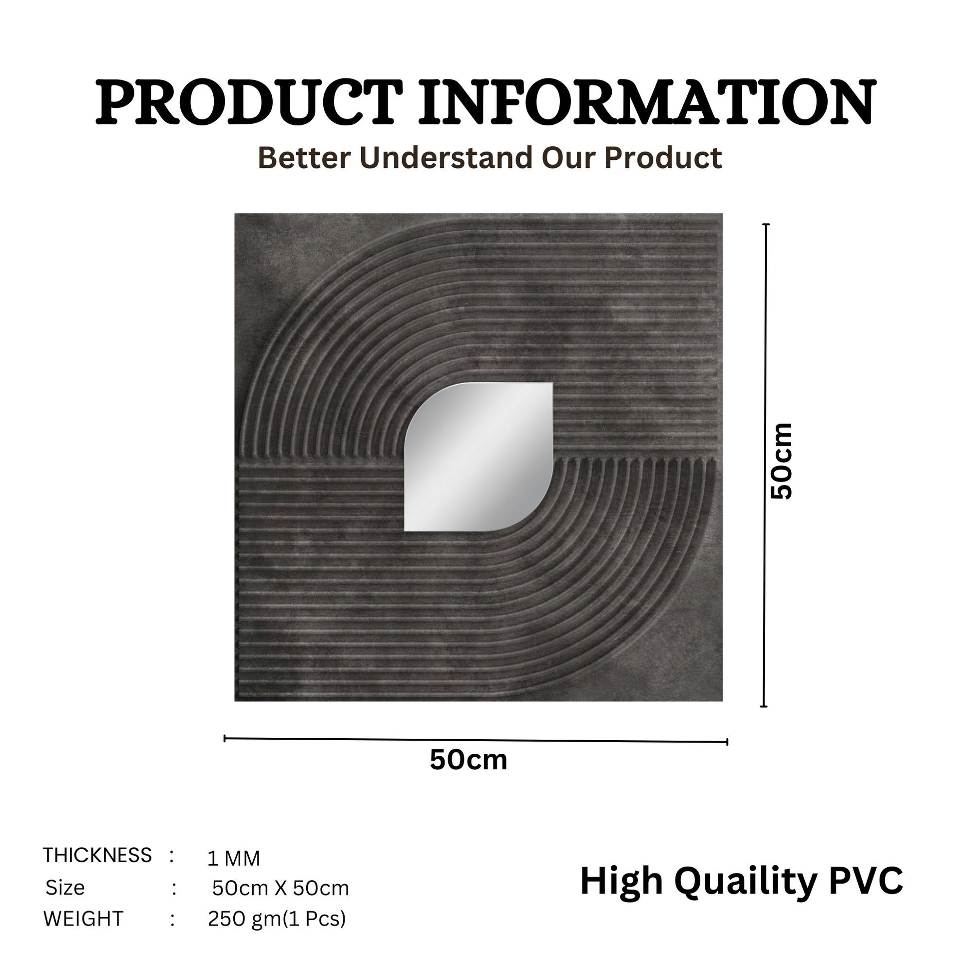 Nexa Grey - Silver Self Adhesive PVC wall Panels Curve Line Design
