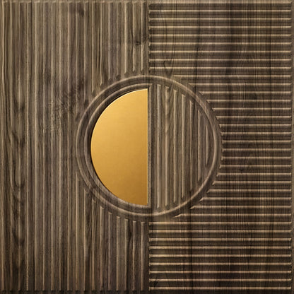 Oak Wood - Gold Self Adhesive PVC wall Panels Fluted Circle Design
