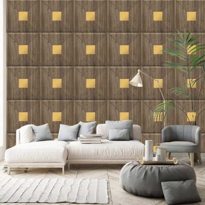 Oak Wood - Gold Self Adhesive Panels Line Design