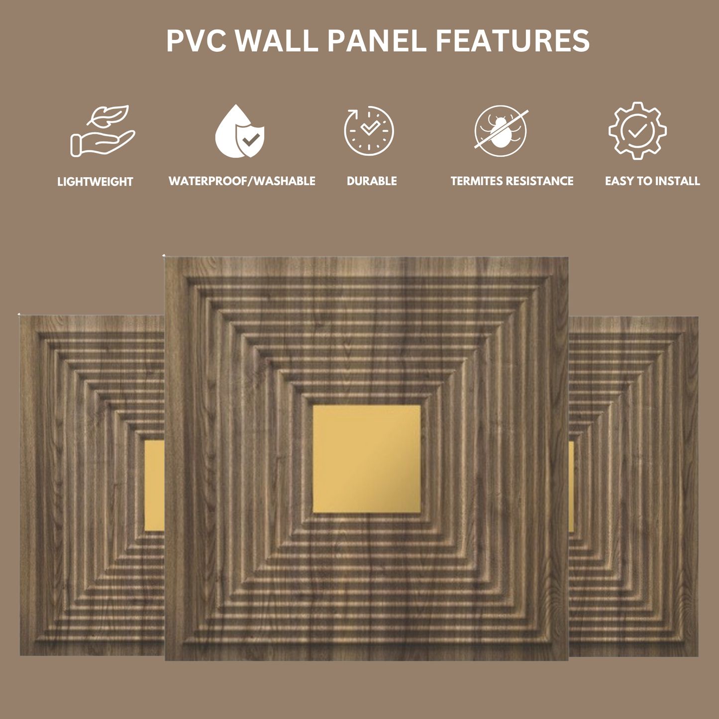 Oak Wood - Gold Self Adhesive Panels Line Design