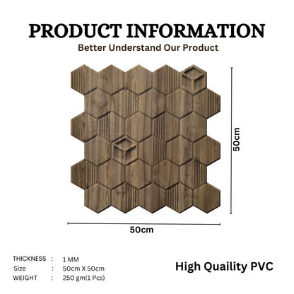 Oak Wood Self Adhesive Panels Hexagon Design
