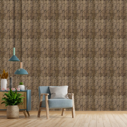 Oak Wood Self Adhesive Panels Hexagon Design
