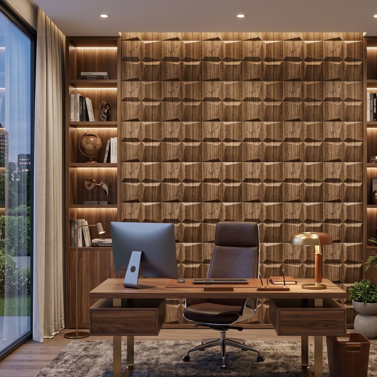 Oak Wood 3D Wall Panels Cube Design-2